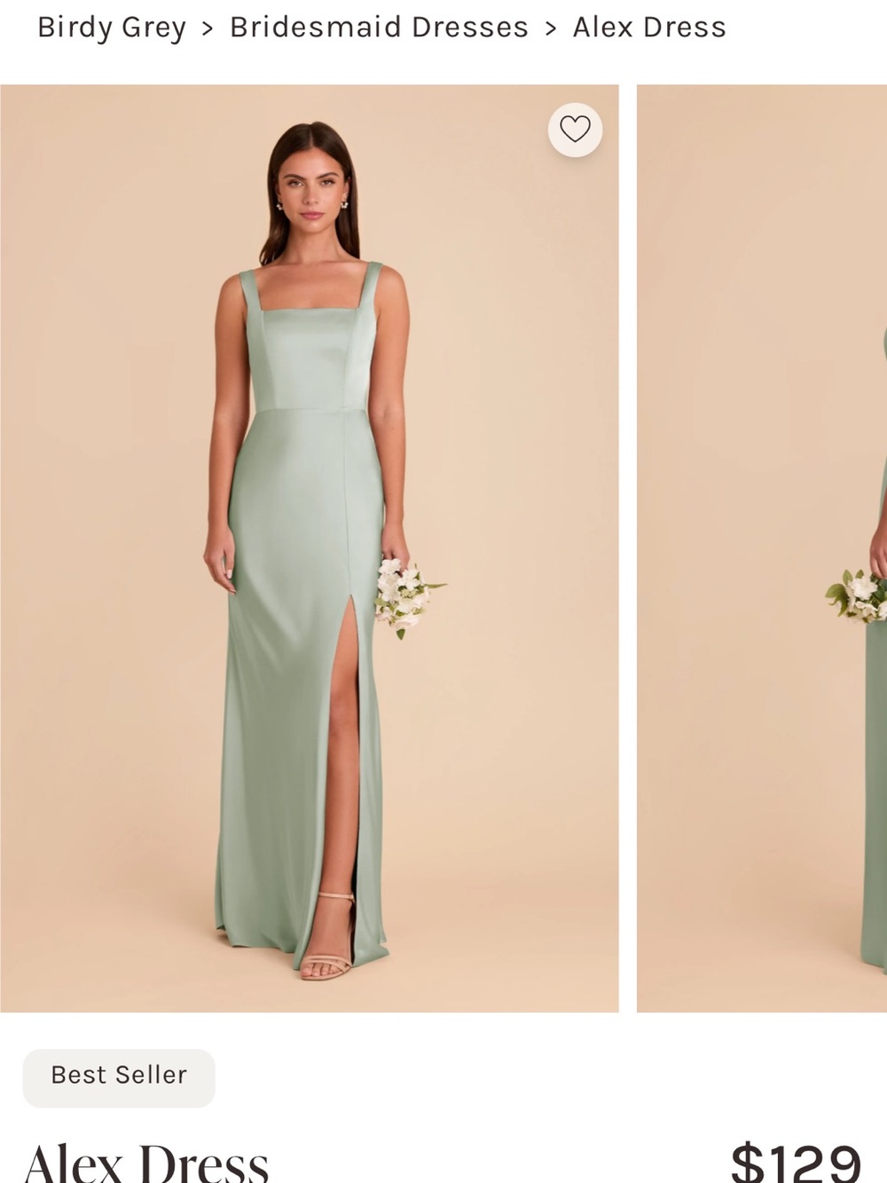 Birdy Grey Alex Dress — Sage Green - matte satin